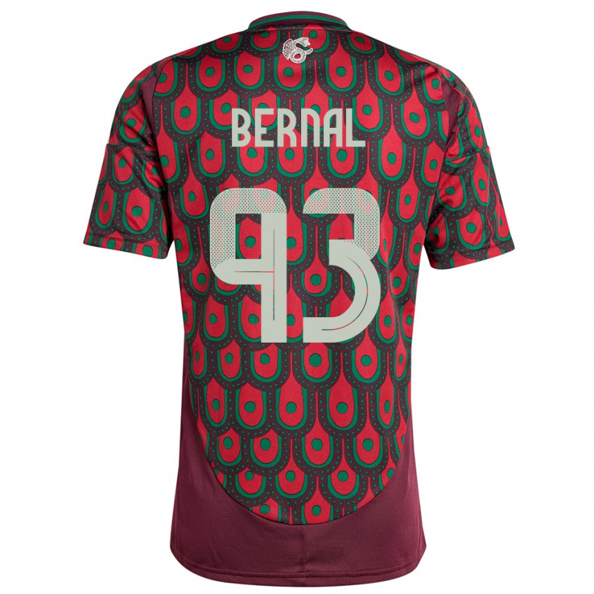 Kids Football Mexico Rebeca Bernal #93 Maroon Home Jersey 24-26 T-Shirt Nz