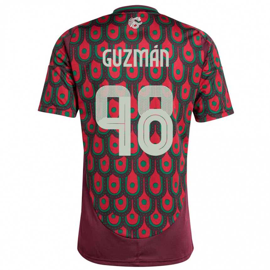 Kids Football Mexico Kinberly Guzman #98 Maroon Home Jersey 24-26 T-Shirt Nz