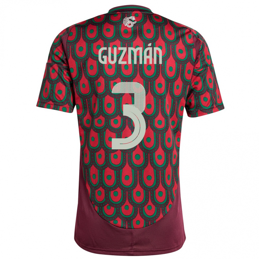 Kids Football Mexico Victor Guzman #3 Maroon Home Jersey 24-26 T-Shirt Nz