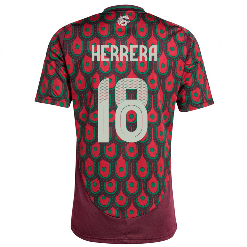 Kids Football Mexico Ozziel Herrera #18 Maroon Home Jersey 24-26 T-Shirt Nz