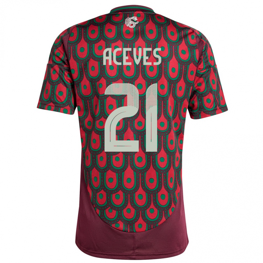 Kids Football Mexico Daniel Aceves #21 Maroon Home Jersey 24-26 T-Shirt Nz