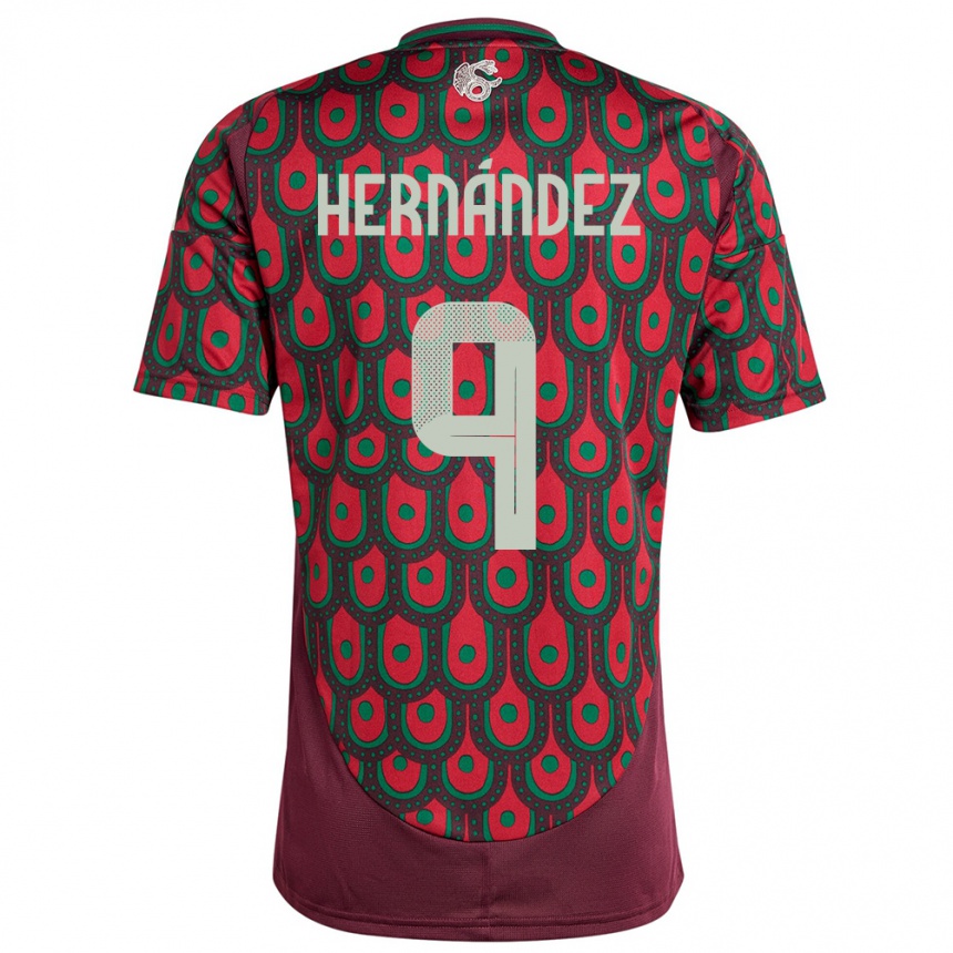 Kids Football Mexico Jesus Hernandez #9 Maroon Home Jersey 24-26 T-Shirt Nz