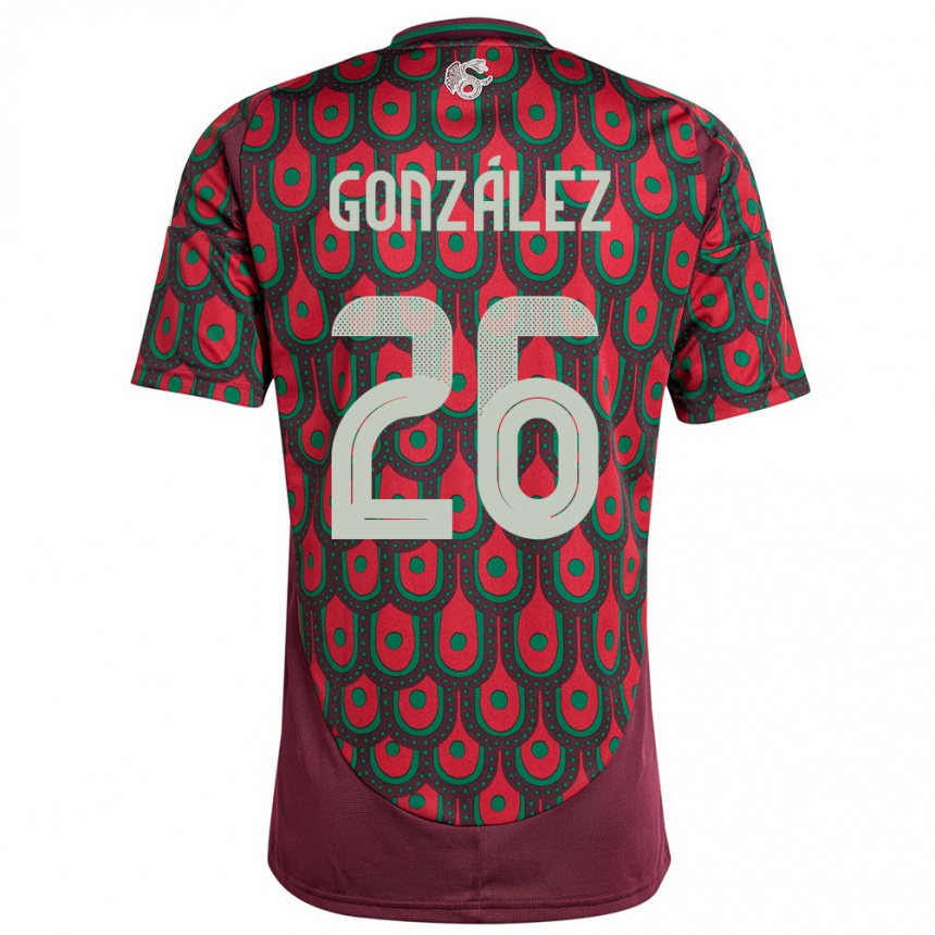 Kids Football Mexico Bryan Gonzalez #26 Maroon Home Jersey 24-26 T-Shirt Nz