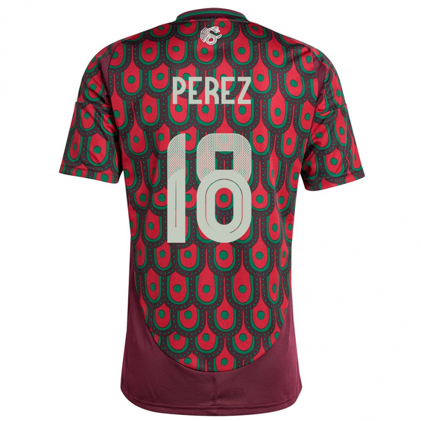 Kids Football Mexico Jonathan Perez #18 Maroon Home Jersey 24-26 T-Shirt Nz