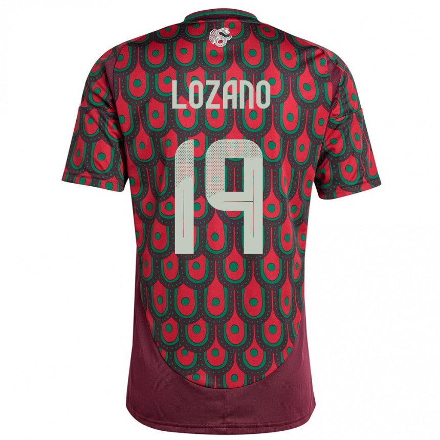 Kids Football Mexico Esteban Lozano #19 Maroon Home Jersey 24-26 T-Shirt Nz