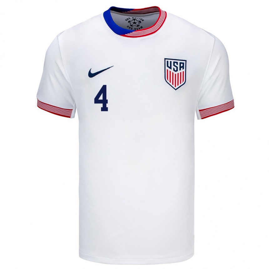 Kids Football United States Becky Sauerbrunn #4 White Home Jersey 24-26 T-Shirt Nz