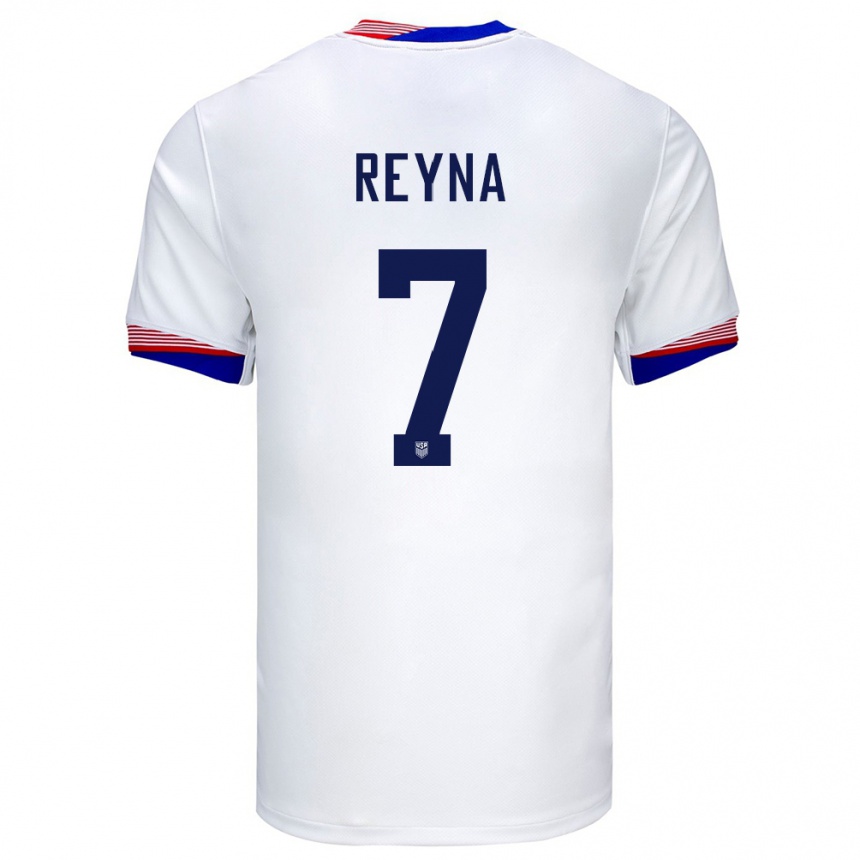 Kids Football United States Giovanni Reyna #7 White Home Jersey 24-26 T-Shirt Nz