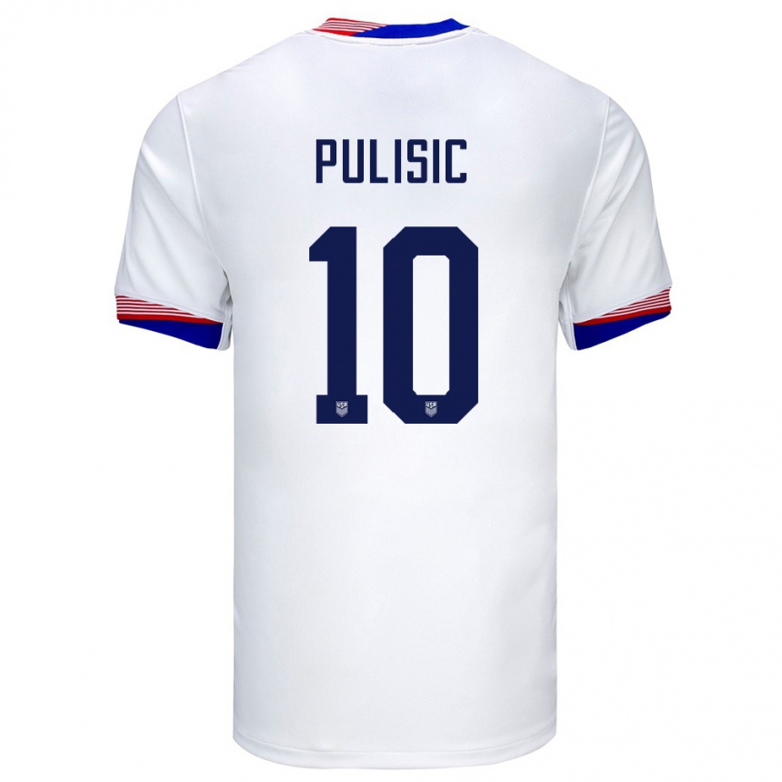 Kids Football United States Christian Pulisic #10 White Home Jersey 24-26 T-Shirt Nz