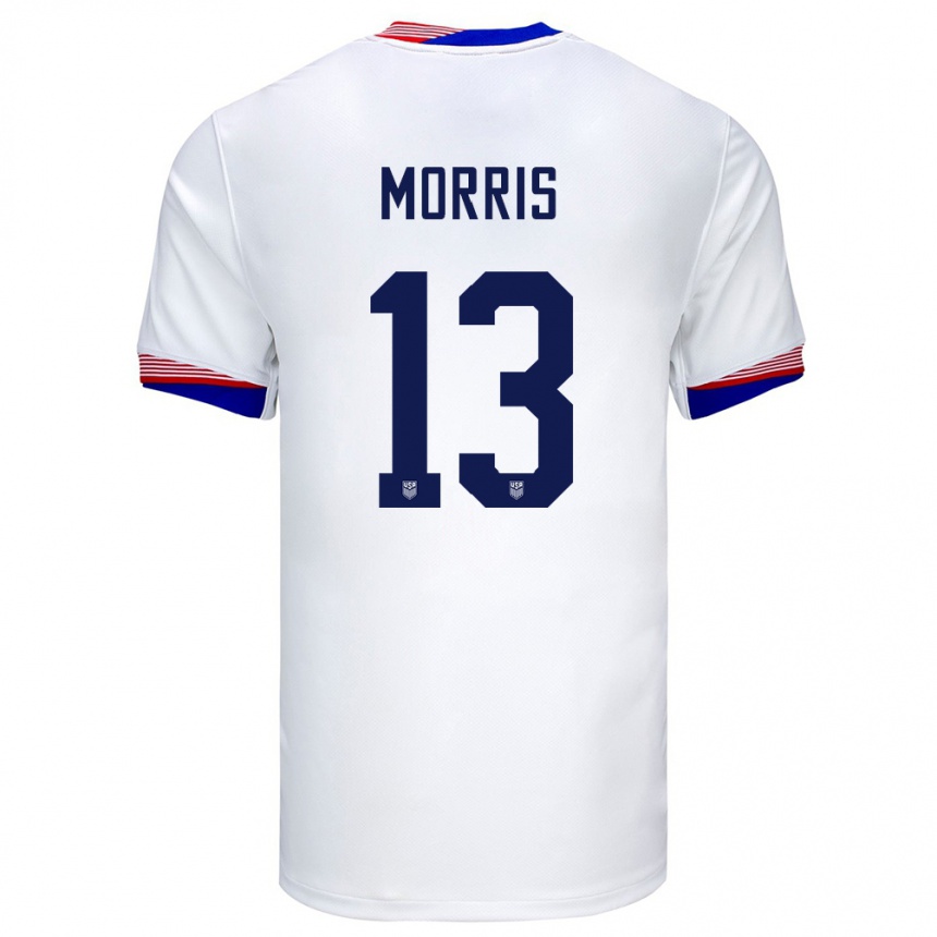 Kids Football United States Jordan Morris #13 White Home Jersey 24-26 T-Shirt Nz