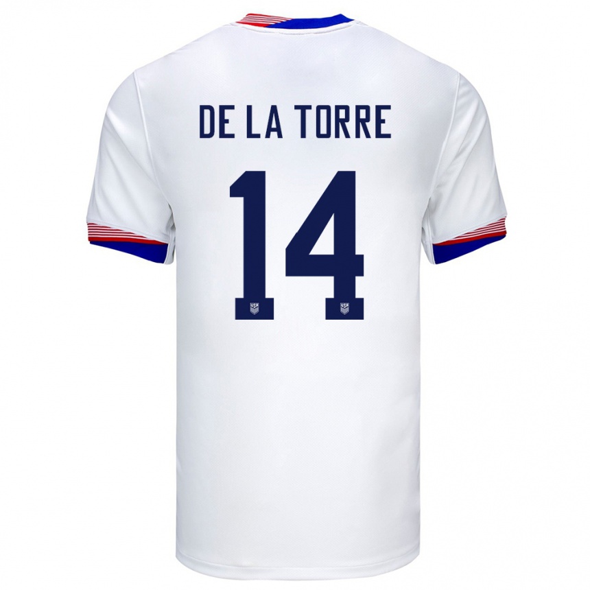 Kids Football United States Luca De La Torre #14 White Home Jersey 24-26 T-Shirt Nz