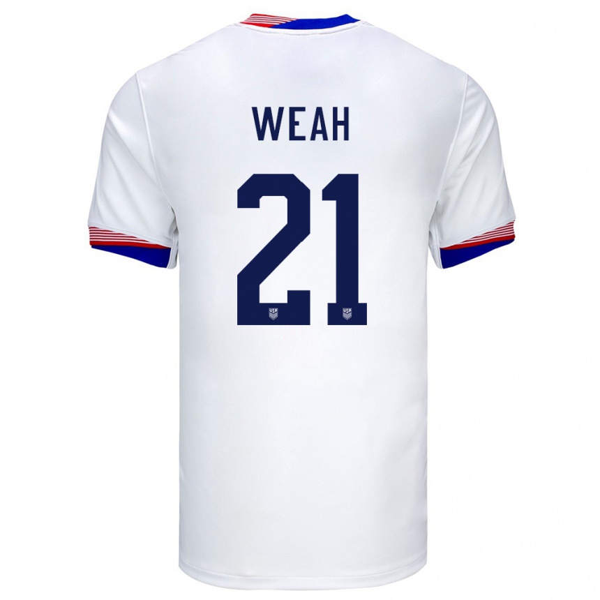 Kids Football United States Timothy Weah #21 White Home Jersey 24-26 T-Shirt Nz