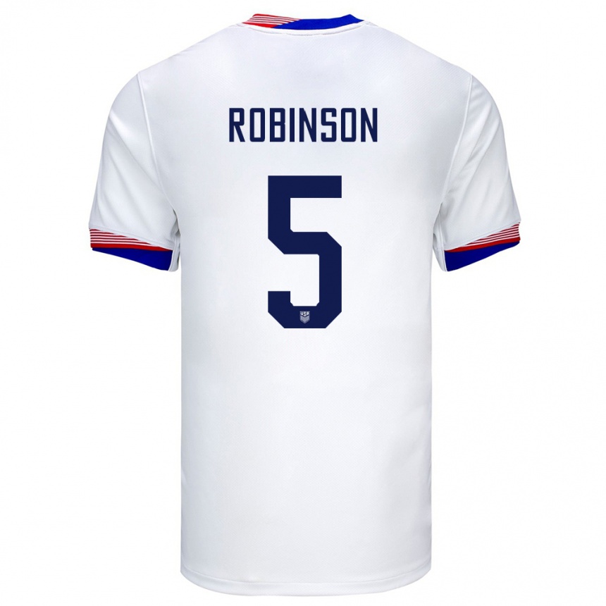 Kids Football United States Antonee Robinson #5 White Home Jersey 24-26 T-Shirt Nz