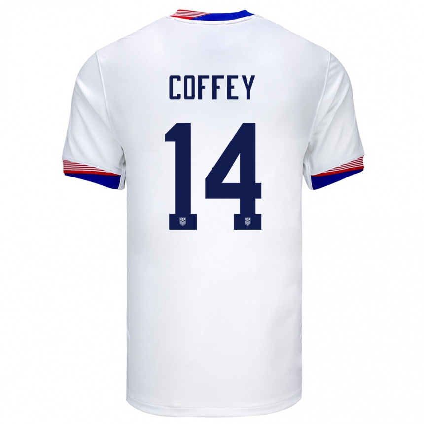 Kids Football United States Sam Coffey #14 White Home Jersey 24-26 T-Shirt Nz