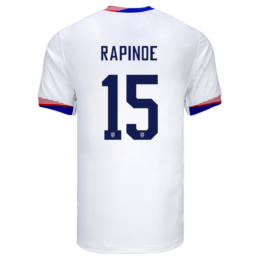 Kids Football United States Megan Rapinoe #15 White Home Jersey 24-26 T-Shirt Nz