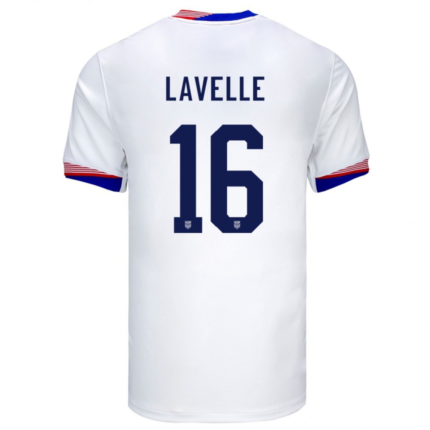 Kids Football United States Rose Lavelle #16 White Home Jersey 24-26 T-Shirt Nz