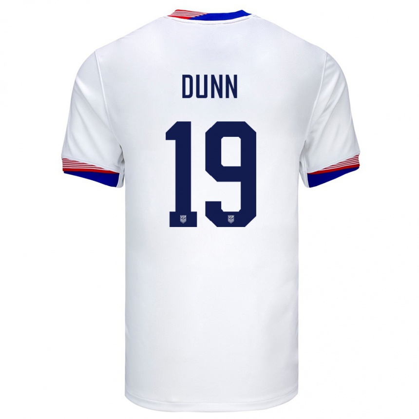 Kids Football United States Crystal Dunn #19 White Home Jersey 24-26 T-Shirt Nz