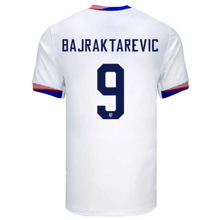 Kids Football United States Esmir Bajraktarevic #9 White Home Jersey 24-26 T-Shirt Nz