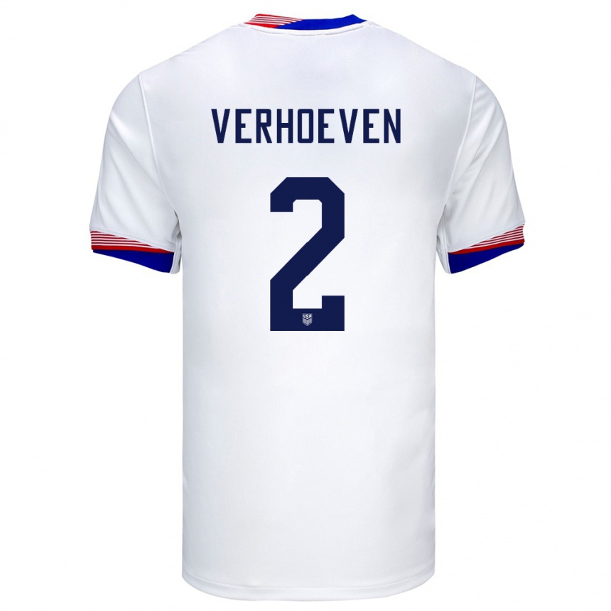 Kids Football United States Oscar Verhoeven #2 White Home Jersey 24-26 T-Shirt Nz