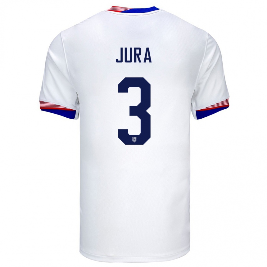 Kids Football United States Sawyer Jura #3 White Home Jersey 24-26 T-Shirt Nz