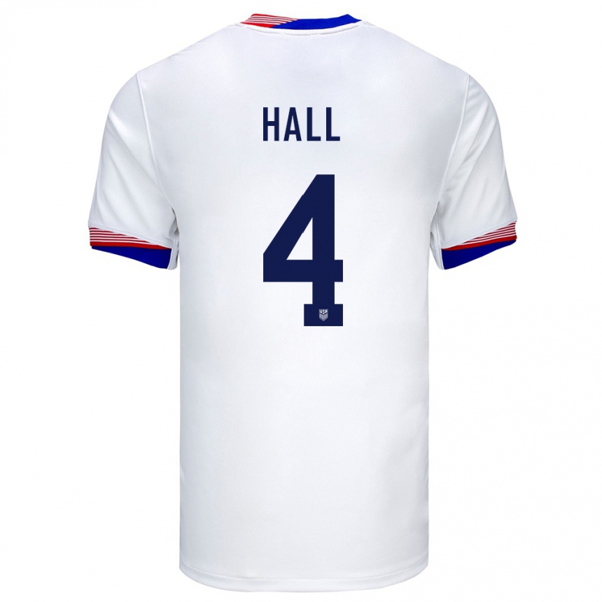 Kids Football United States Tyler Hall #4 White Home Jersey 24-26 T-Shirt Nz