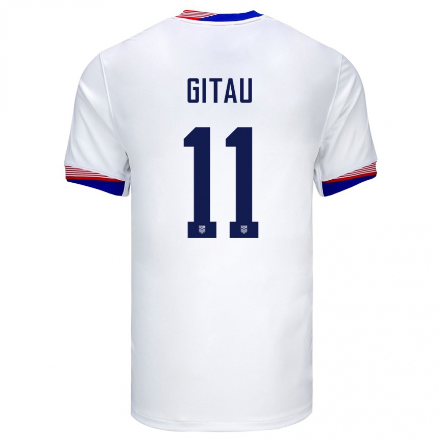 Kids Football United States Andre Gitau #11 White Home Jersey 24-26 T-Shirt Nz