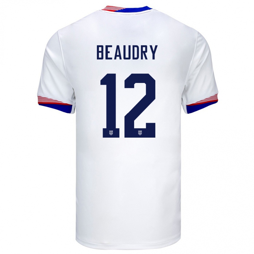 Kids Football United States Adam Beaudry #12 White Home Jersey 24-26 T-Shirt Nz