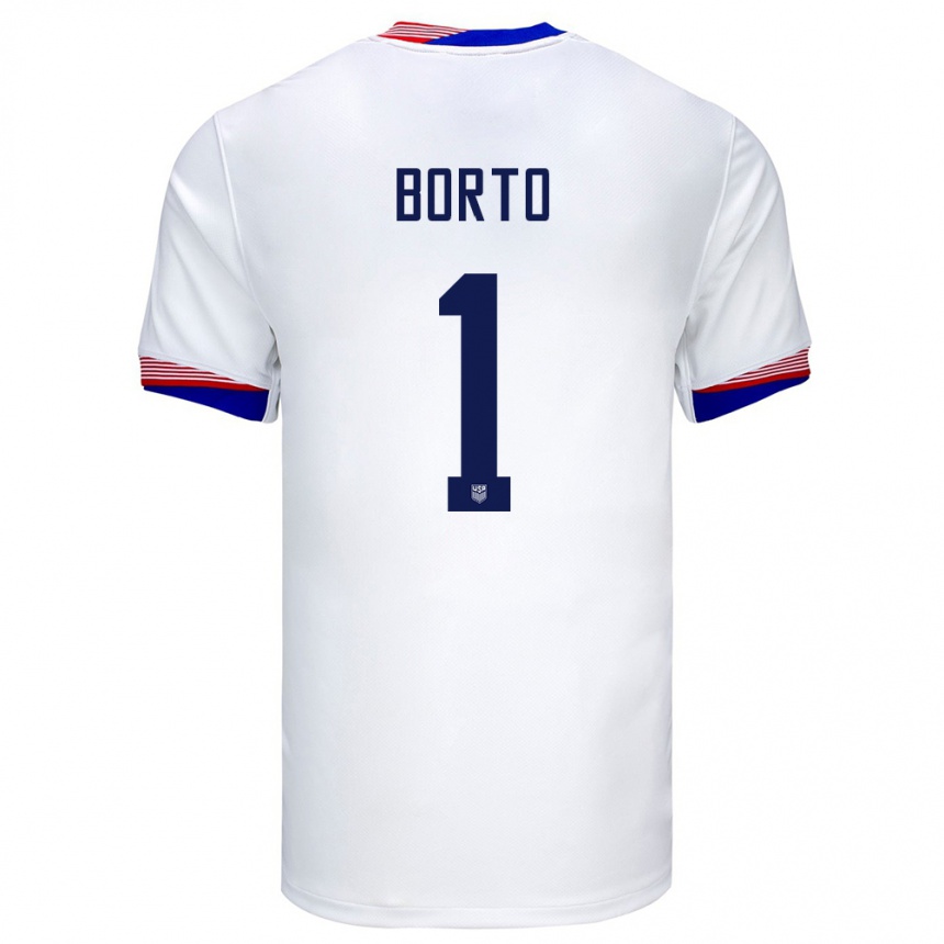 Kids Football United States Alexander Borto #1 White Home Jersey 24-26 T-Shirt Nz