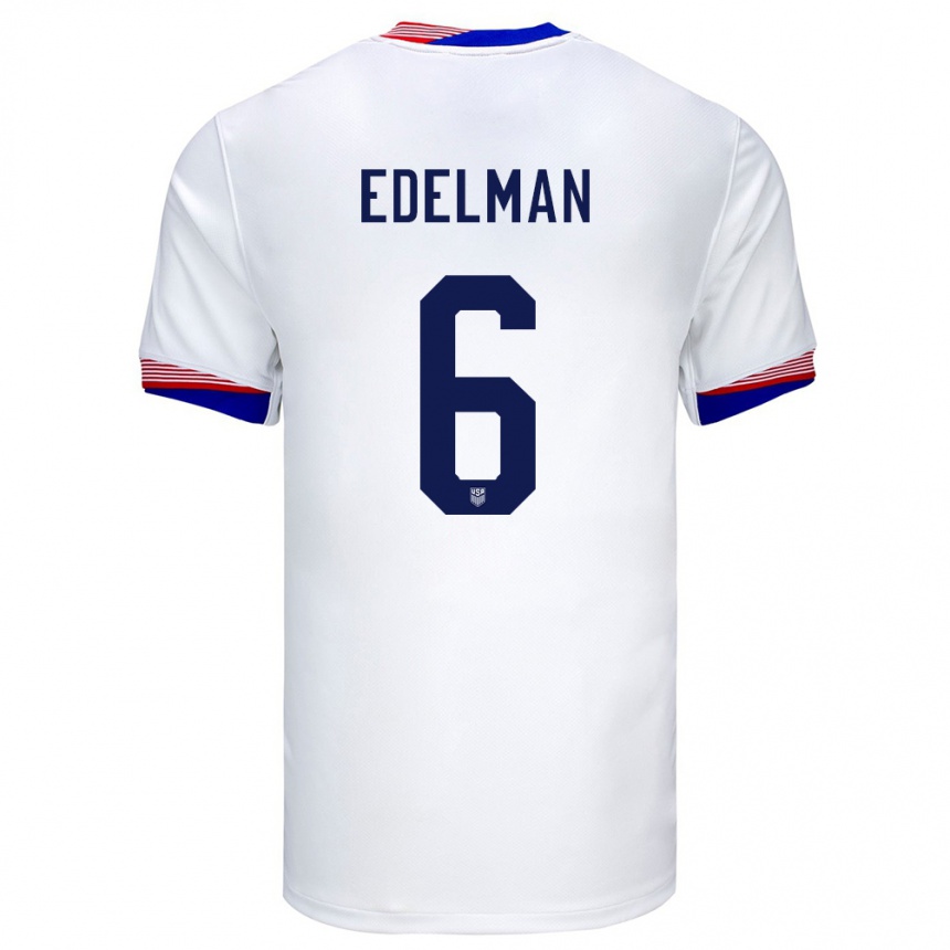 Kids Football United States Daniel Edelman #6 White Home Jersey 24-26 T-Shirt Nz