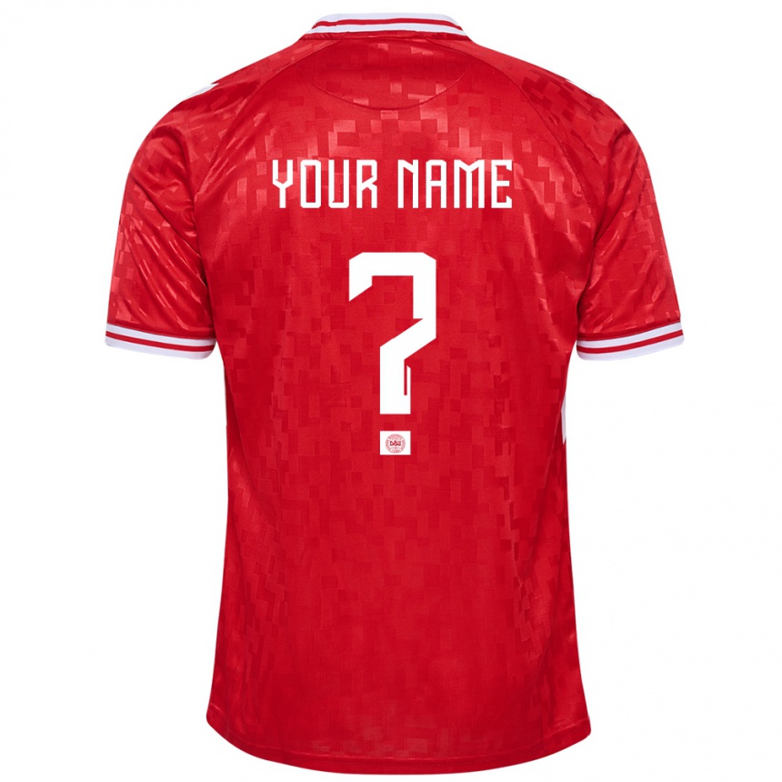 Kids Football Denmark Your Name #0 Red Home Jersey 24-26 T-Shirt Nz