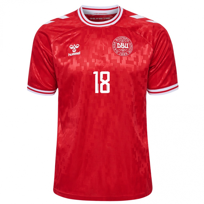 Kids Football Denmark Olti Hyseni #18 Red Home Jersey 24-26 T-Shirt Nz