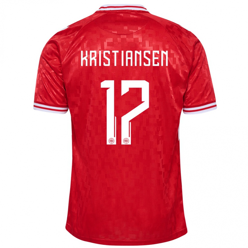 Kids Football Denmark Victor Kristiansen #17 Red Home Jersey 24-26 T-Shirt Nz