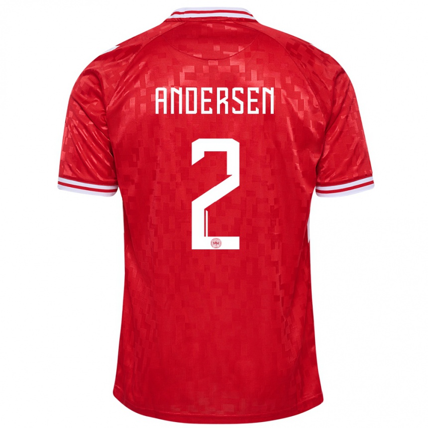 Kids Football Denmark Joachim Andersen #2 Red Home Jersey 24-26 T-Shirt Nz