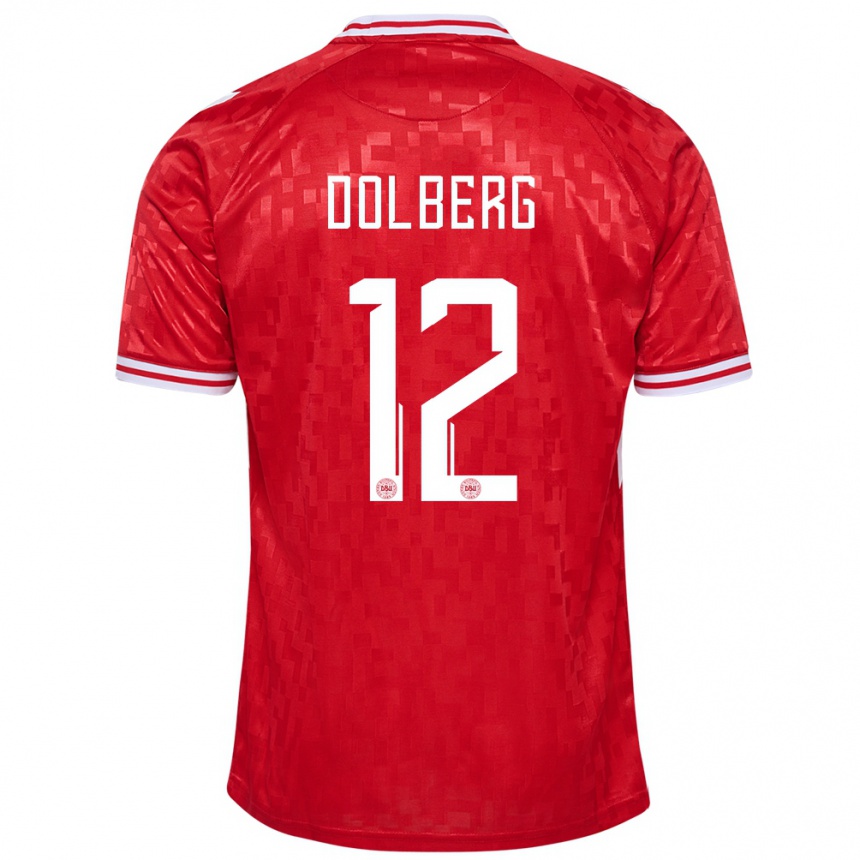 Kids Football Denmark Kasper Dolberg #12 Red Home Jersey 24-26 T-Shirt Nz