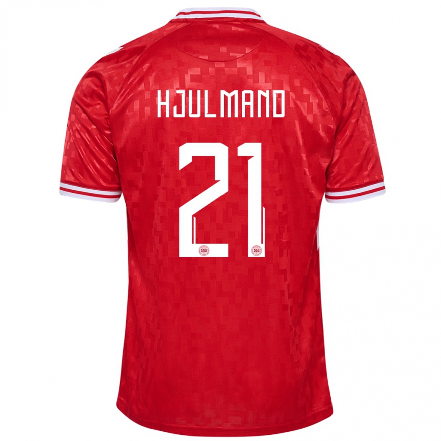 Kids Football Denmark Morten Hjulmand #21 Red Home Jersey 24-26 T-Shirt Nz