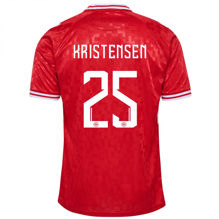 Kids Football Denmark Rasmus Kristensen #25 Red Home Jersey 24-26 T-Shirt Nz