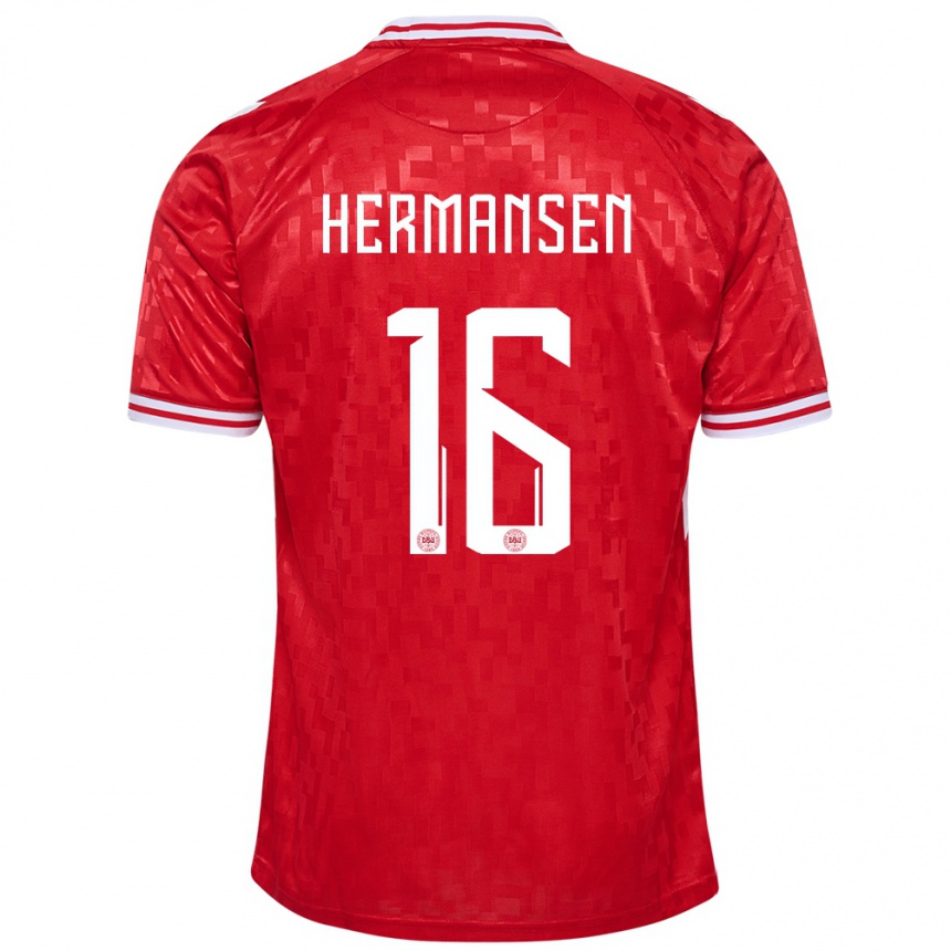 Kids Football Denmark Mads Hermansen #16 Red Home Jersey 24-26 T-Shirt Nz