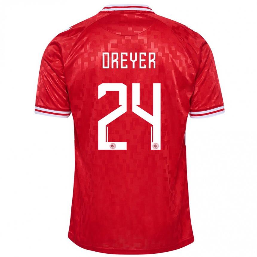 Kids Football Denmark Anders Dreyer #24 Red Home Jersey 24-26 T-Shirt Nz