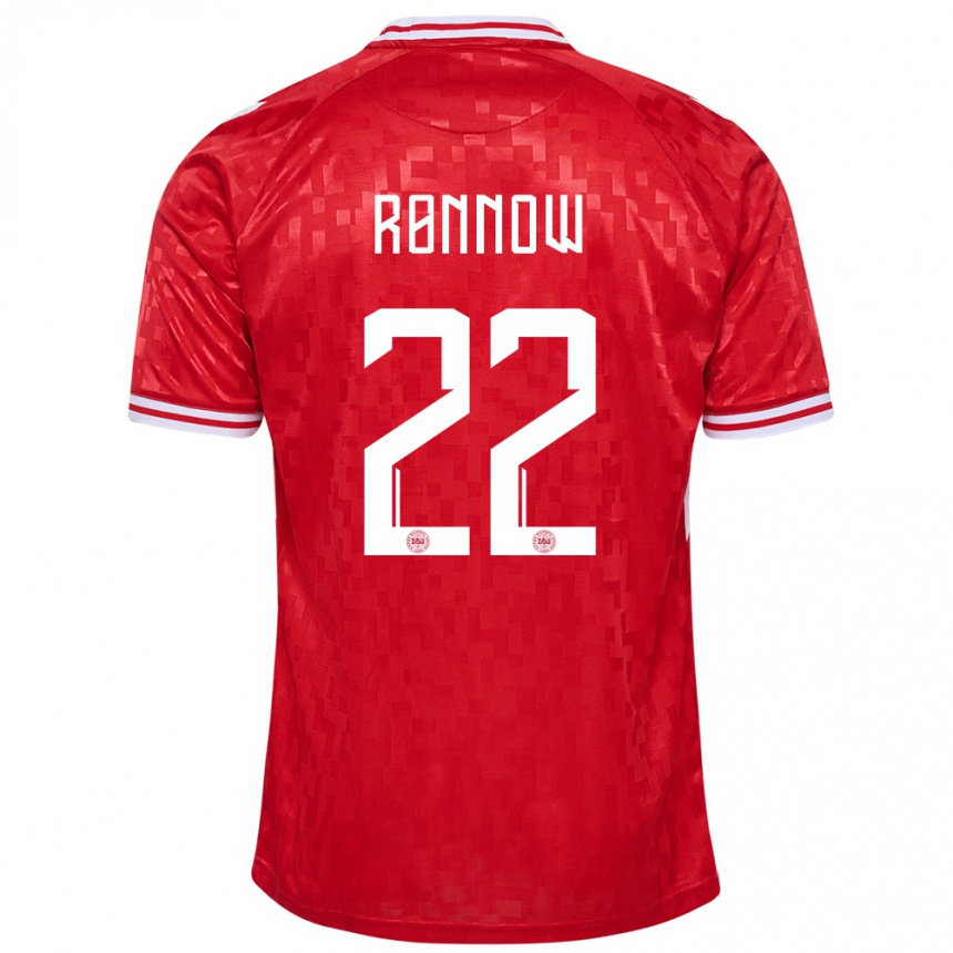 Kids Football Denmark Frederik Ronnow #22 Red Home Jersey 24-26 T-Shirt Nz