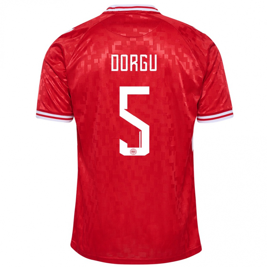 Kids Football Denmark Patrick Dorgu #5 Red Home Jersey 24-26 T-Shirt Nz