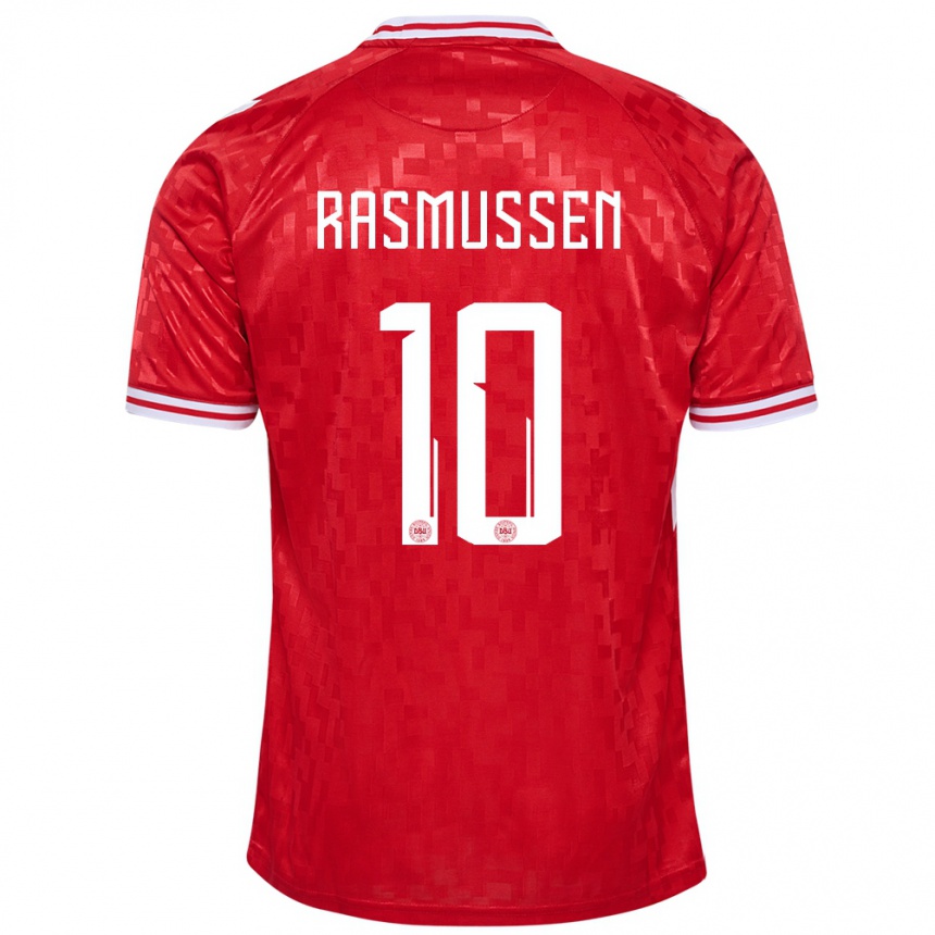 Kids Football Denmark Christian Rasmussen #10 Red Home Jersey 24-26 T-Shirt Nz