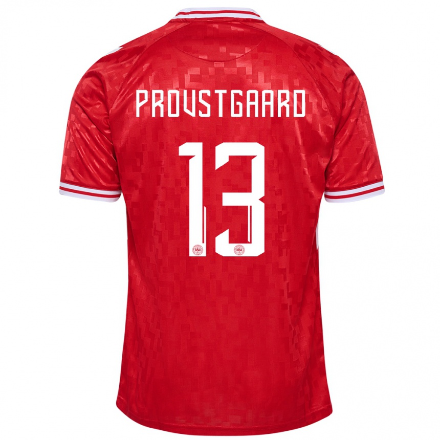 Kids Football Denmark Oliver Provstgaard #13 Red Home Jersey 24-26 T-Shirt Nz