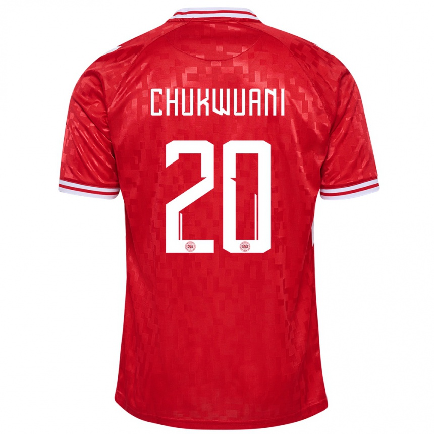 Kids Football Denmark Tochi Chukwuani #20 Red Home Jersey 24-26 T-Shirt Nz