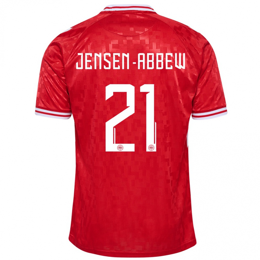 Kids Football Denmark Jonas Jensen-Abbew #21 Red Home Jersey 24-26 T-Shirt Nz