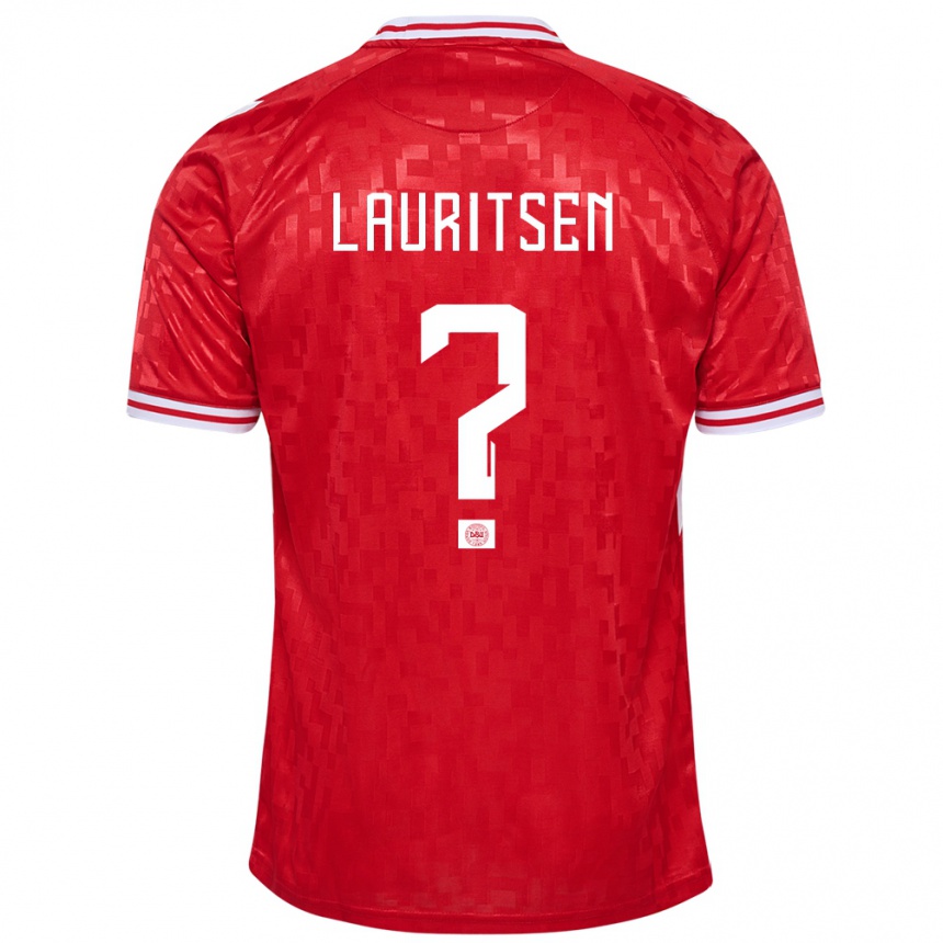 Kids Football Denmark Mads Lauritsen #0 Red Home Jersey 24-26 T-Shirt Nz