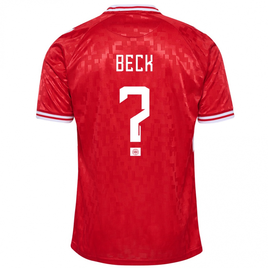 Kids Football Denmark Julius Beck #0 Red Home Jersey 24-26 T-Shirt Nz