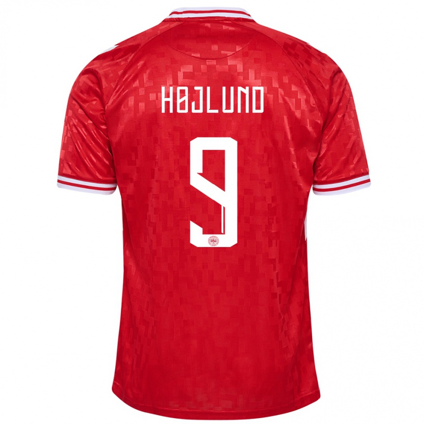 Kids Football Denmark Emil Højlund #9 Red Home Jersey 24-26 T-Shirt Nz