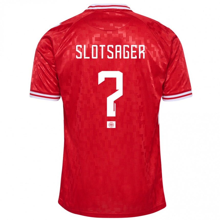 Kids Football Denmark Tobias Slotsager #0 Red Home Jersey 24-26 T-Shirt Nz