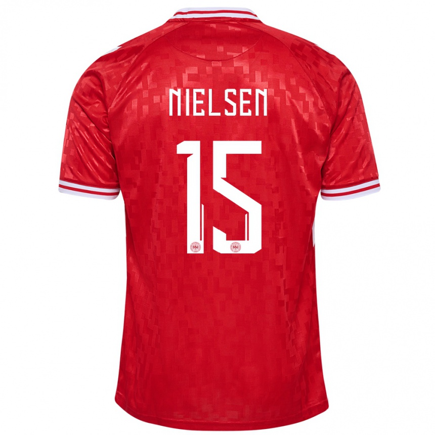 Kids Football Denmark Villads Nielsen #15 Red Home Jersey 24-26 T-Shirt Nz