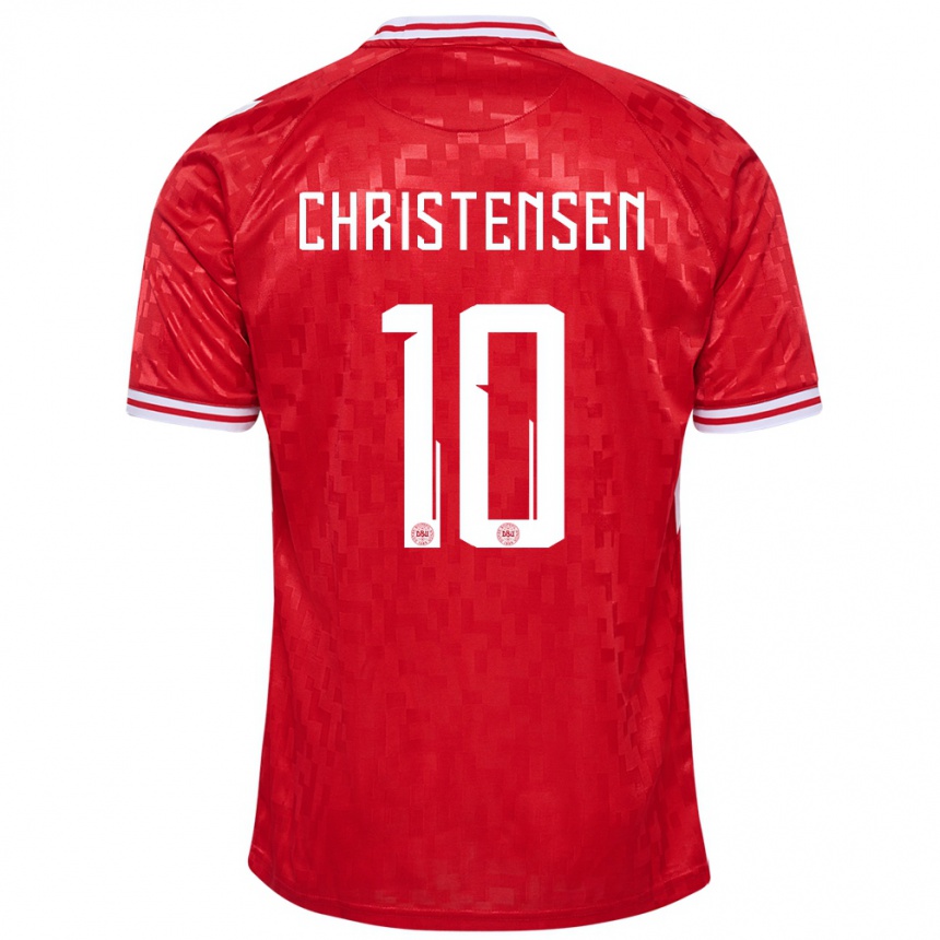 Kids Football Denmark Gustav Christensen #10 Red Home Jersey 24-26 T-Shirt Nz