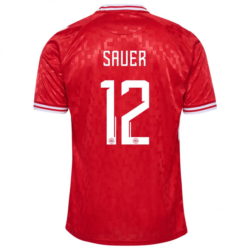 Kids Football Denmark Mathias Sauer #12 Red Home Jersey 24-26 T-Shirt Nz